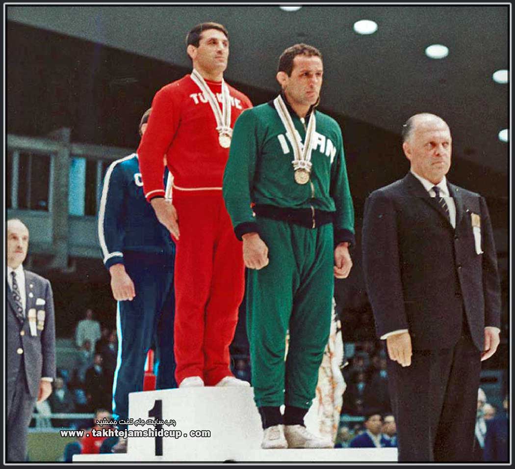  Tokyo 1964 Olympic freestyle wrestling 78 kg Welterweight İsmail İsmail Ogan - Guliko Sagaradze - Mohammad Ali Sanatkaran - کشتی آزاد المپیک 1964 توکیو - محمد علی صنعتکاران - اسماعیل اوغان 