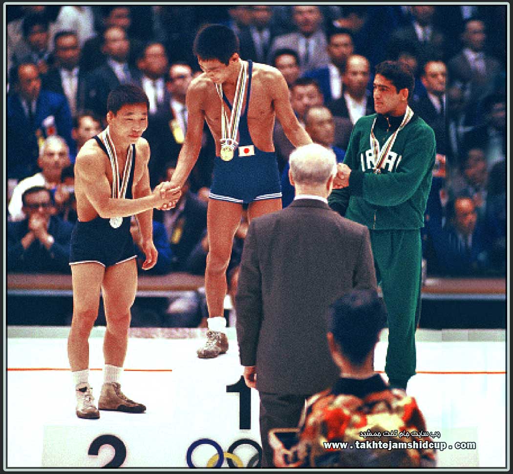 کشتی آزاد المپیک 1964 توکیو  علی اکبر حیدری  Tokyo 1964 Olympic freestyle wrestling 52 kg Flyweight : Yoshikatsu Yoshida - Chang Chang-Sun - Ali Akbar Heidari 